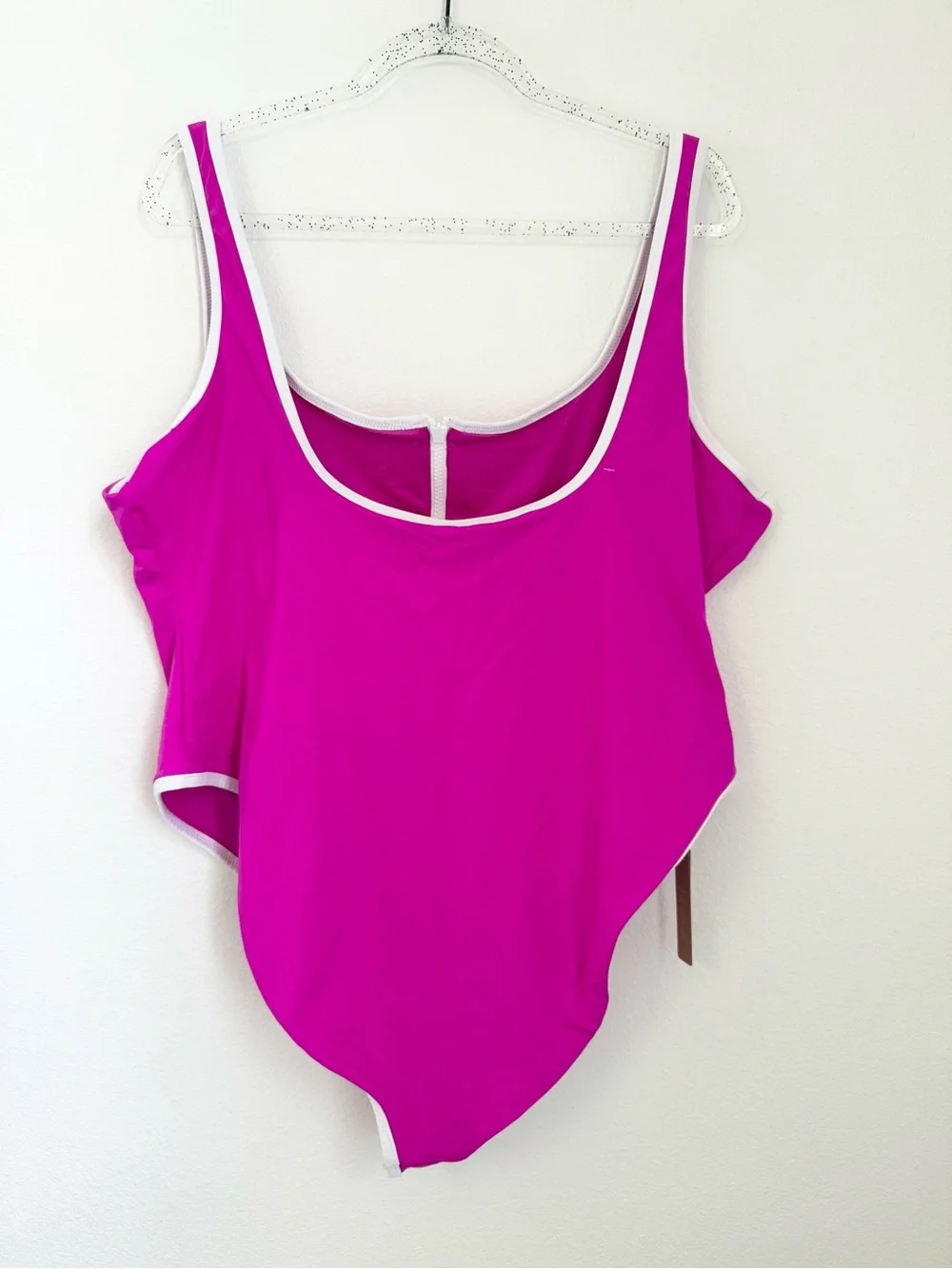 Skims Pink White Sporty Zipper Scoop One Piece Swimsuit Women’s Plus Size 4X